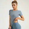 Camiseta Deportiva Fitness de Malla Transpirable para Mujer, Manga Corta, Realzadora de Busto, Ropa Deportiva