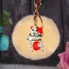 Chaveiro de Gato da Sorte para Carro com Cravação de Diamantes Pelúcia Fofo Pingente para Bolsa Feminina Argola de Chaveiro Presente Festivo