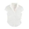 Camisa corta de moda elegante estilo europeo y americano, cruzada, con cintura fruncida, apertura frontal, para mujer, venta al por mayor de Amazon, nuevo modelo 2026