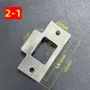 Placa guia de porta de lingueta única, placa de fechadura interna de porta com trava de esfera, placa metálica de batente de porta, painel, peça de travamento, acessórios de fechadura