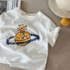 Camiseta de Verão com Estampa de Desenho para Meninos Roupas Infantis Moda Tops Infantis de Manga Curta