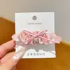 Pinza para el pelo de malla plisada con lazo rosa súper de hada, pinza para flequillo lateral dulce y linda, pinza de pico de pato, accesorios para el cabello para mujer