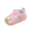 Zapatos de Bebé para Primavera y Otoño Zapatos Suaves para Bebé y Niños Pequeños 0-1 Año Zapatos de Cuero Bordados de Princesa para Bebé BZ3037