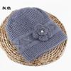 Chapéu feminino de outono e inverno cor sólida jacquard com forro de veludo chapéu de lã tricotado chapéu feminino tipo gorro borda reta chapéu quente chapéu para mãe