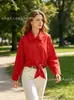 Zr Comercio Exterior Transfronterizo Wholesale 2026 Nuevo Estilo Europeo y Americano Moda para Mujer Abrigo Corto Rojo de Manga Larga con Solapa y Cinturón