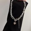 Collar de Nicho Simple Amor con Borla Estilo Japonés y Coreano Cadena Clavícula Envuelta con Cuentas de Arroz Estilo Dulce Cool Cadena de Cuello Milenio Spice Girl para Mujer