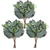 Galhos de Eucalipto com Ramos Curtos e Frutos, Folhas de Dinheiro, Folhas de Eucalipto de Haste Única para DIY, Folhagem Artificial para Decoração de Casa