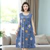 Camisón de Verano para Mujeres de Mediana Edad y Ancianas, Pijama de Algodón Seda para Madres, Camisón Delgado de Manga Corta, Ropa de Casa Holgada de Algodón Artificial