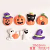 Yqt Caricatura Calabaza de Halloween Fantasma Blanco Gato Negro Adornos de Resina Accesorios DIY Set Transfronterizo Venta al por Mayor