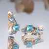 Brincos de Asas Redondos Diamantados Azul Marinho de Luxo Leve Duas Cores Mais Vendidos no Aliexpress para Mulheres, Brincos Criativos da Moda e Personalizados