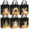 Bolsas de regalo de Navidad negras no tejidas en stock, bolsas tipo tote grandes y gruesas, bolsas de compras para Nochebuena, empaque al por mayor