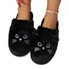 Nuevas Zapatillas de Invierno Cálidas y Cómodas de Felpa y Algodón con Punta Cerrada para Hombres y Mujeres Estilo Pareja Lindos Gatitos de Dibujos Animados Zapatillas de Algodón