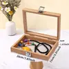 Caja de Almacenamiento Transparente de Gran Capacidad para Bolígrafos con Veta de Madera de Nogal Negro, Caja Vintage para Almacenamiento y Exhibición de Papelería, Caja de Gabinete a Prueba de Polvo