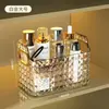 Almacenamiento de caja de espejo de lujo ligero, baño, máscara transparente, cesta de almacenamiento para brochas de maquillaje, para mesa de lavado, maquillaje, productos para el cuidado de la piel