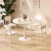 Mesa redonda pequena e moderna em estilo nórdico branco para lojas de milk tea e cafés, conjunto de mesa de jantar tulipa