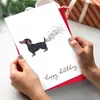 Tarjeta de Cumpleaños Divertida de Perro Salchicha Perro Lindo con Diseño de Flor Original Viene con Sobre Rojo Tarjeta de Felicitación