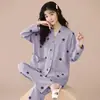 Pijama Nuevo Estilo Otoño e Invierno 2024 para Mujer Manga Larga Estilo Delgado Estilo Celebridad de Internet INS Venta Caliente Conjunto de Cárdigan Casual para el Hogar