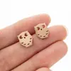Brincos Minimalistas Europeus e Americanos em Aço Inoxidável com Formato de Coração, Flor, Animal Coelho para Mulheres, Acessórios de Orelha Geométricos Estilosos