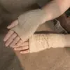 Guantes de cachemir elegantes para mujer de medio dedo para escribir en el teléfono, guantes sin dedos de punto trenzado de color liso