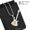 Collar Colgante de Guitarra de Música Hip-Hop Europea y Americana Transfronterizo Cadena de Suéter de Acero de Titanio Disco Callejero Colgante Joyería de Moda