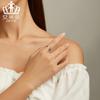 Evelor Original Plata Esterlina s925 Anillo Abierto de Cruz Simple Zirconia Negra en Forma de Corazón Anillo Oscuro Brazalete