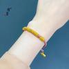 Jin Yan no se ha desvanecido en mucho tiempo.. Pulsera enrollada de estrella de cinco puntas con patrón martillado de oro arena de Vietnam, pulsera de estrella tejida a mano, cuerda