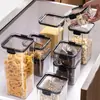 Caja de Almacenamiento Transparente Engrosada Sellada de Plástico de Grado Alimenticio, Frasco Cuadrado para Almacenar Snacks, Contenedor para Almacenar Granos