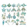 Aleación imitación punto verde quemado azul colección grande material para accesorios para el cabello diy horquilla para el cabello cloisonné antiguo tocado joyería