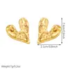 Estilo europeo y americano,, forma de corazón, acero inoxidable, chapado en oro, aretes, broqueles, para mujer, exquisitos, forma de corazón irregular, joyería para orejas