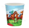 Venta Transfronteriza Producto Nuevo Tema Carreras de Caballos Americanas Set Desechable de Vajilla Suministros para Fiesta Platos de Papel Desechables