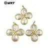 Wt-Jp383 Colgante Clásico de Perla de Agua Dulce Natural con Diseño de Pétalo para Collar de Aretes DIY Accesorios de Joyería para Niñas
