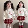 Conjunto de suéter de primavera para meninas 2025 novo estilo ocidental infantil moda primavera para bebês JK saia plissada conjunto de duas peças