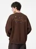 Moletom Retrô com Gola Redonda Han Lu Moda de Rua Americana para Homens, Estilo Outono e Inverno, Solto e Quente, Simples com Estampa de Letras Q