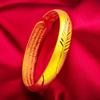 Kuaishou Celebridad de Internet Pulsera retro de plumas Sutra del Corazón Versión de oro de arena de Vietnam Pulsera abierta de artesanía retro de hoja