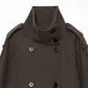 Nueva colección de otoño 2026: Estilo europeo y americano, corte holgado, casual, de doble botonadura, con lazo al frente, chaqueta exterior suave