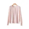 Cárdigan de cuello redondo cepillado de seda, cachemir y lana para mujer, chaqueta de punto versátil simple y elegante, top cepillado para otoño