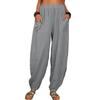 Ropa de mujer transfronteriza europea y americana Amazon wish Color sólido Sueltos Algodón y lino Pantalones casuales Hogar Harlan Pantalones de mujer