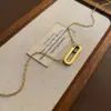 Collar de Acero de Titanio para Mujer, Colgante Geométrico, Cadena Versátil para Clavícula, Collar de Moda Europeo y Americano con Incrustaciones de Diamantes de Acero de Titanio, Joyería Geométrica