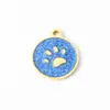 Etiqueta de Garra de Mascota Redonda Linda con Goteo de Aceite Multicolor Acero Inoxidable Colgante de Metal Material para Joyería DIY Venta Directa de Fábrica
