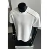 Camiseta de marca CL de moda para hombre, manga corta de estudiante, manga de tres cuartos, ajuste con cremallera metálica, manga media, estilo casual americano deconstruido de verano