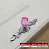 Puxador de Cristal com Placa de Base para Gaveta, Guarda-roupa, Armário, Puxador de Flor Rosa Estilo Europeu Moderno Minimalista, Venda Direta da Fábrica