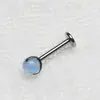 Brinco Stud de Titânio F136 Liga de Titânio Três Garras Inlaid Opala Aurora Bola Redonda Stud de Língua Stud de Titânio G23 Rosca Externa Joia para Piercing