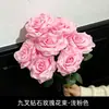 Ramo de rosas artificiales de nueve puntas para decoración del hogar en la sala de estar, arreglo de flores artificiales para bodas y celebraciones, rosas rojas, admite envío directo