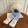 Gorro para Niña Otoño e Invierno Nuevo Cálido Bufanda Rellena Integrada Gorro Lindo de Dibujos Animados Cortavientos Protección para Orejas