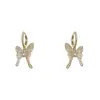Pinzas para Orejas de Mariposa de Lujo Ligero Estilo Francés Versátiles de Gama Alta con Microincrustaciones de Zirconia para Mujer, Pendientes Personalizados Exquisitos de Moda Super Brillantes al por Mayor