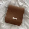 Cachecol de Lã 100% Cor Pura Estilo Coreano Versátil Casual Pequeno Fresco Estilo Preppy Cachecol Quente de Inverno para Homens e Mulheres