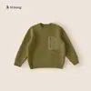 Envío Gratis Ropa Infantil Suéter de Punto con Bolsillo con Cremallera para Niños Sudadera Engrosada para Niños Mayores Suéter Infantil Casual Invierno Nuevo Estilo