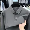 Camisa Polo de manga larga para hombre en transmisión en vivo, nueva de primavera y otoño, de malla transpirable, con cuello camisero, de color liso, secado rápido, transpirable, camiseta