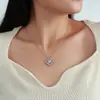 Cadena para Clavícula de Plata S925 Estilo Corte Trébol de Cuatro Hojas Moissanita, Cadena Completamente de Plata S925, Suministro de Joyería para Comercio Electrónico Transfronterizo
