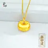 2026 Loja Dourada Mesmo Estilo Pingente da Sorte Gordo Pequeno Banhado a Ouro Novo Estilo Chinês Colar com Cadeado Corda Preta Caractere da Sorte Lingote Joia Presente para Namorada